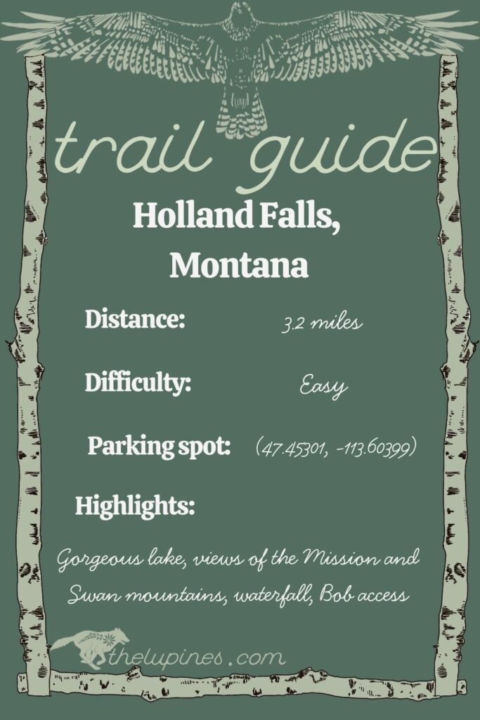 Graphic for trail guide to Holland Falls, Montana.
