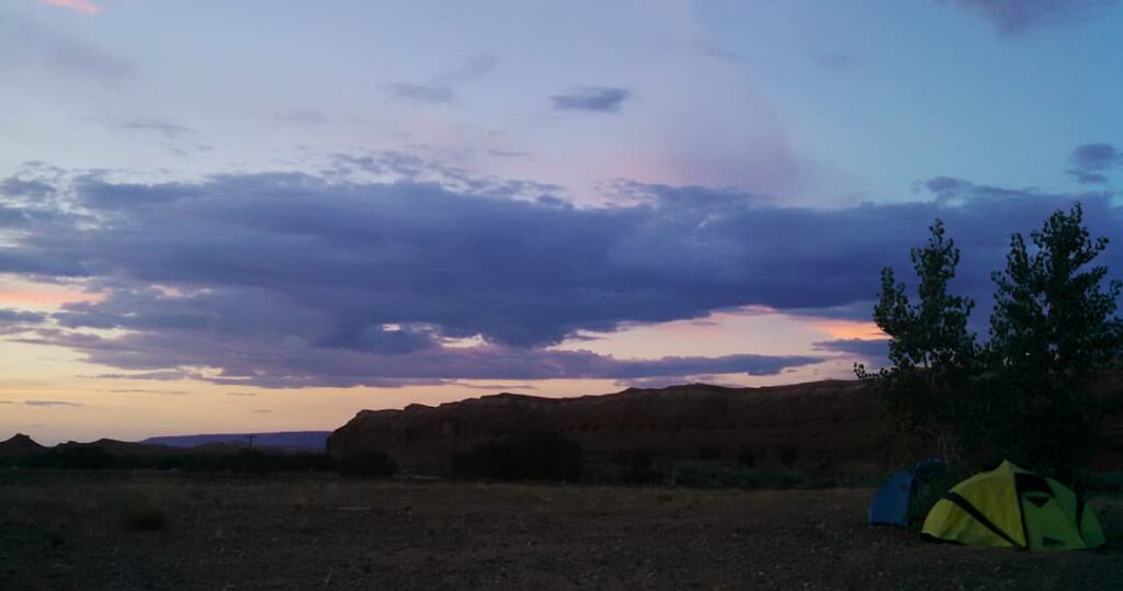 Two tents set up at a campsite in Wyoming.