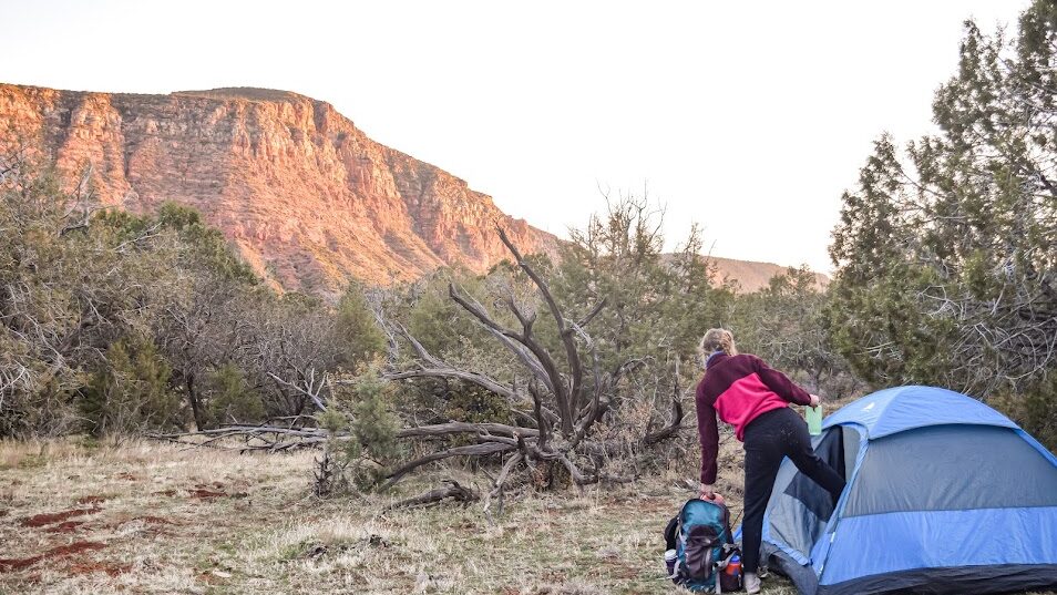 Backpacking tent in Arizona