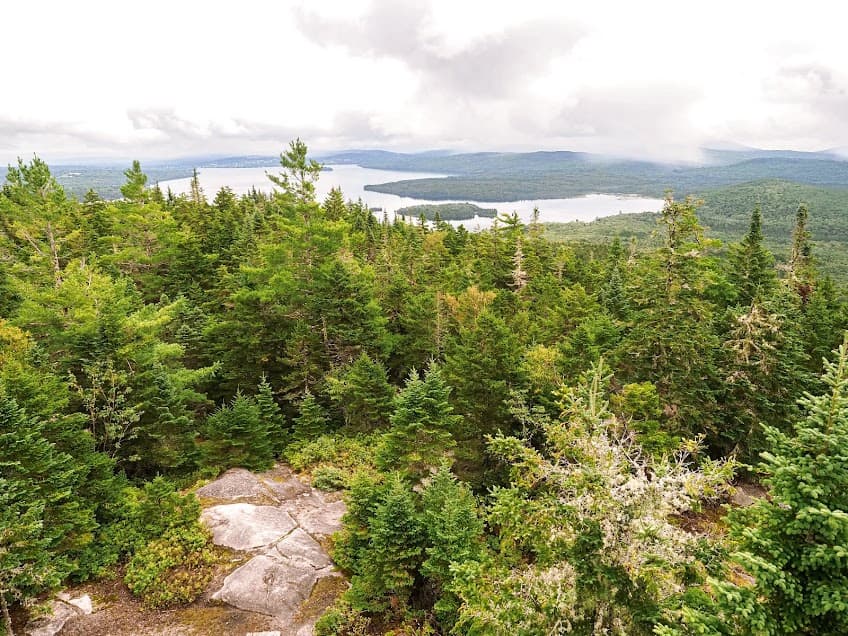 Hiking the trail to Bald Mountain in Rangeley, Maine.