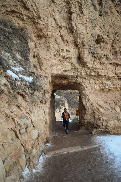 Tunnel on the Bright Angel Trail in the Grand Canyon.