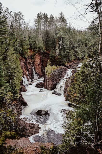 Copper Falls waterfall at Copper Falls State Park, Wisconsin.