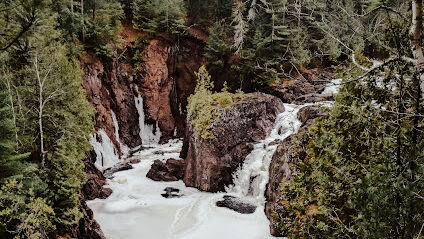 Waterfall at copper falls state park in Wisconsin.