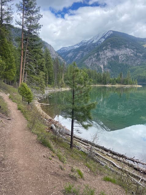 Holland Falls trail along Holland Lake, Montana.