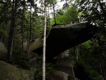 Views of rocks along the Piazza Rock segment of the Appalachian Trail, Maine.