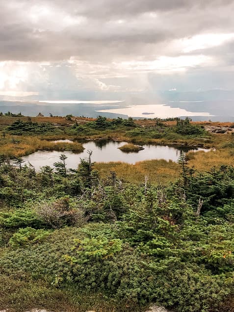 Hiking the Appalachian Trail at Saddleback Mountain, Maine.