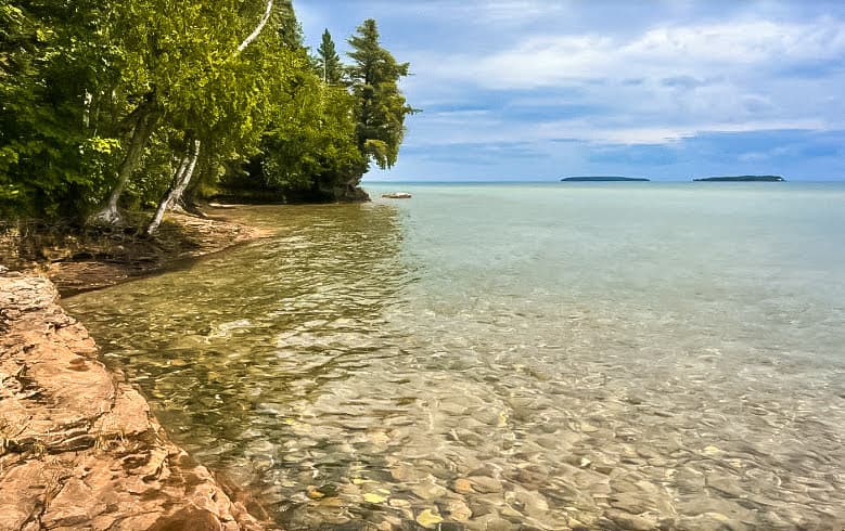 Clear Lake Superior water on Grand Island.
