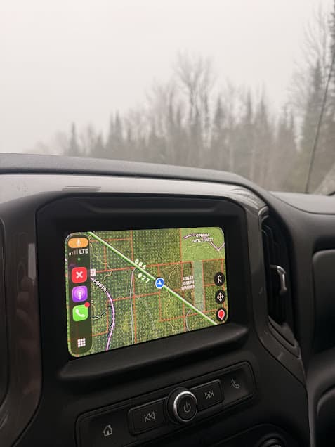 Carplay displayed with OnX maps