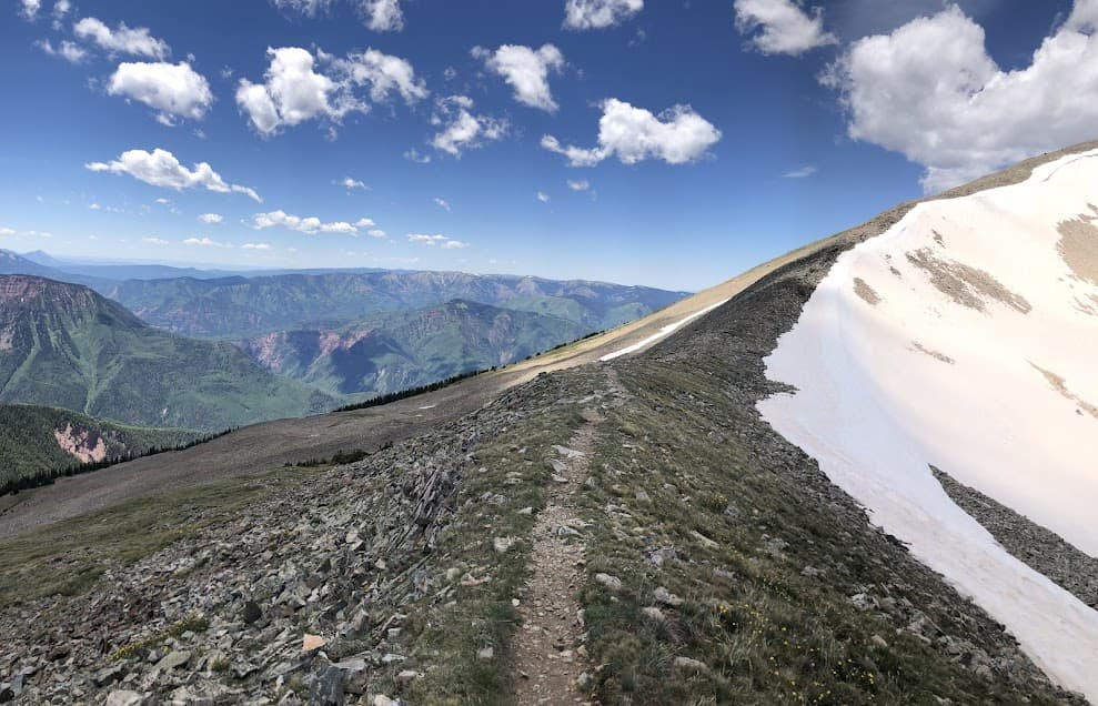 Trail leading to the summit of Mount Sopris near Carbondale and Aspen, Colorado.