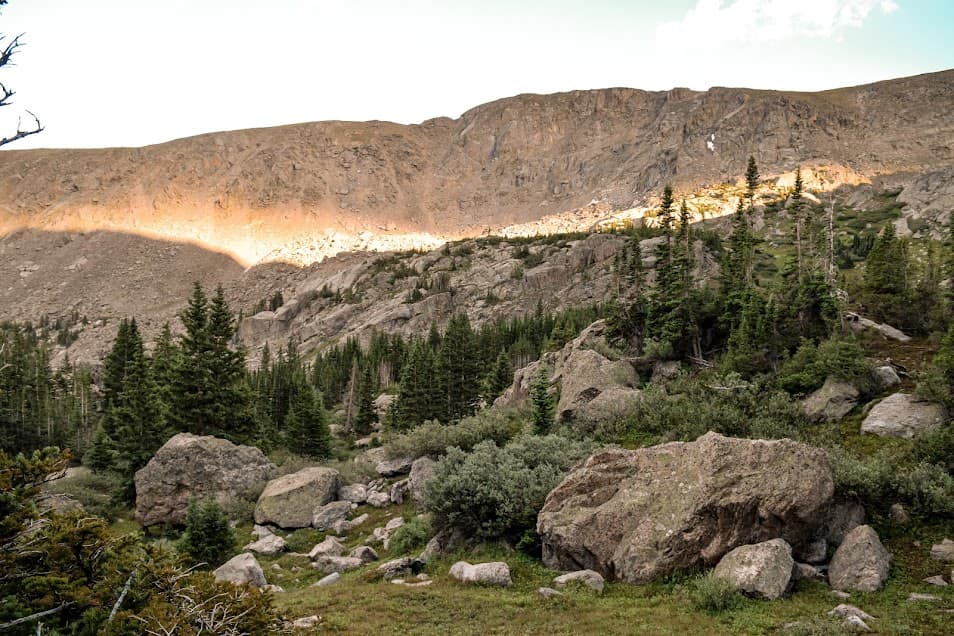 Basin below the Tuhare Lakes at sunrise.